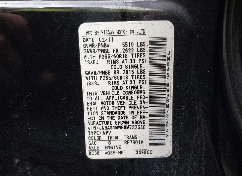 Photo 9 of 2011 Infiniti Fx35 (VIN JN8AS1MW9BM732548)