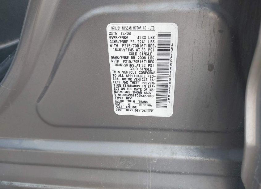 Photo 9 of 2009 Nissan Rogue S (VIN JN8AS58T09W327863)