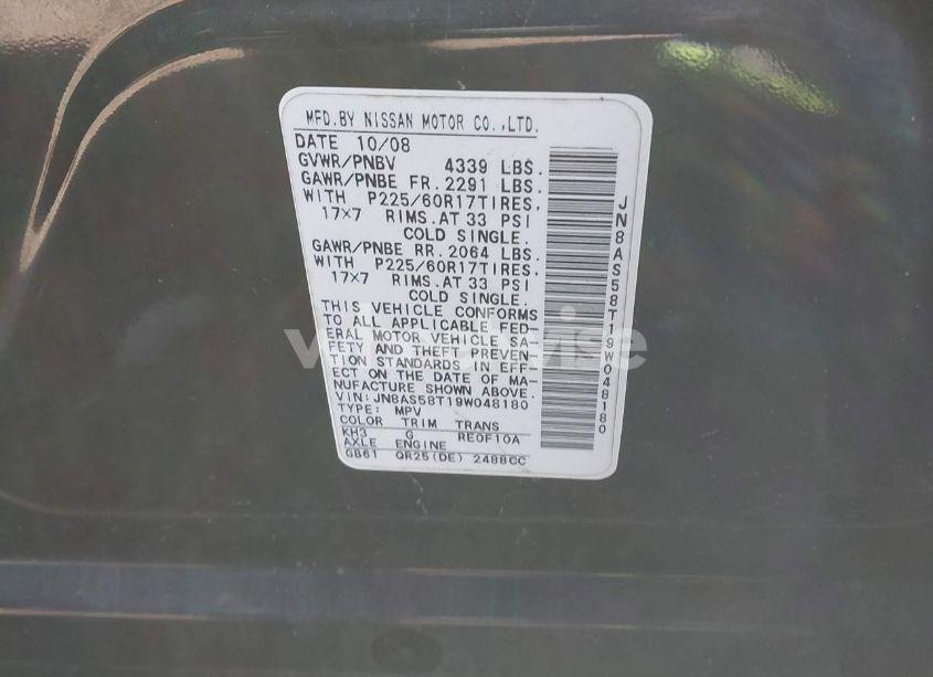 Photo 9 of 2009 Nissan Rogue SL (VIN JN8AS58T19W048180)