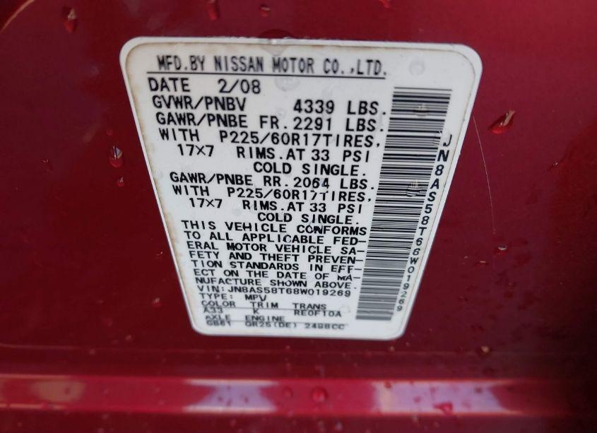 Photo 9 of 2008 Nissan Rogue SL (VIN JN8AS58T68W019269)
