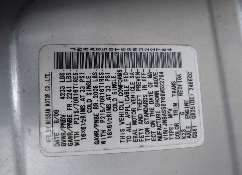 Photo 9 of 2009 Nissan Rogue S (VIN JN8AS58T69W322764)