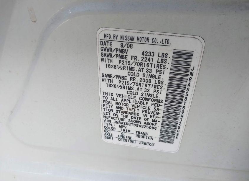 Photo 9 of 2009 Nissan Rogue S (VIN JN8AS58T69W325096)