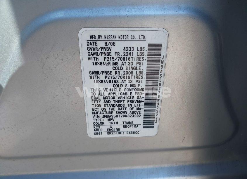 Photo 9 of 2009 Nissan Rogue S (VIN JN8AS58T79W323292)