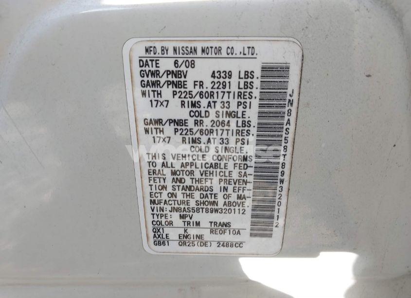 Photo 9 of 2009 Nissan Rogue SL (VIN JN8AS58T89W320112)