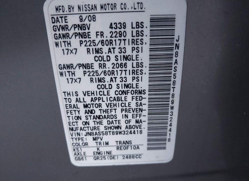 Photo 9 of 2009 Nissan Rogue SL (VIN JN8AS58T89W324418)