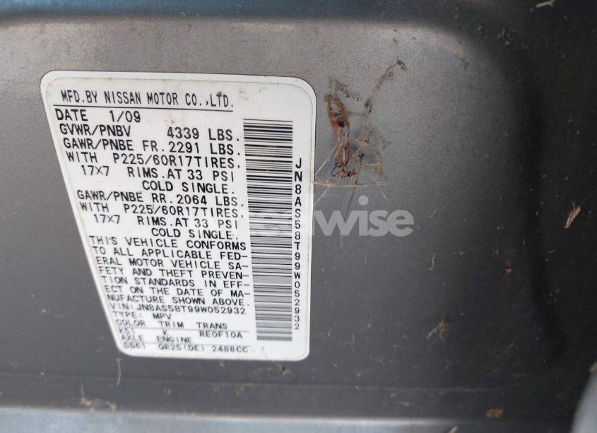 Photo 9 of 2009 Nissan Rogue SL (VIN JN8AS58T99W052932)