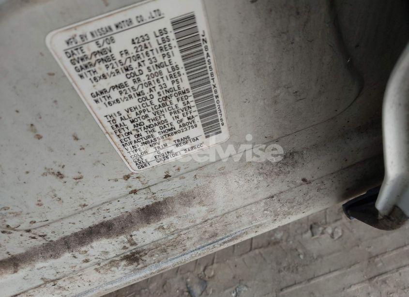 Photo 9 of 2008 Nissan Rogue S (VIN JN8AS58TX8W023759)