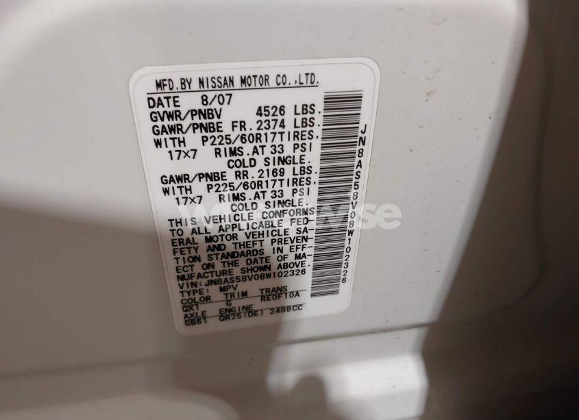 Photo 9 of 2008 Nissan Rogue SL (VIN JN8AS58V08W102326)