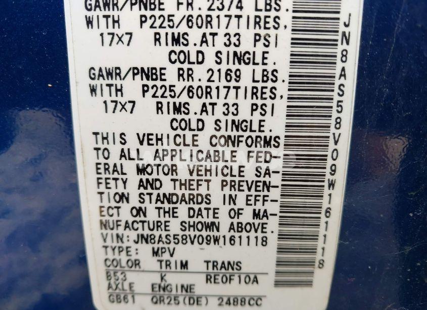 Photo 9 of 2009 Nissan Rogue SL (VIN JN8AS58V09W161118)