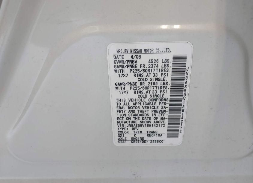 Photo 9 of 2008 Nissan Rogue SL (VIN JN8AS58V18W142172)