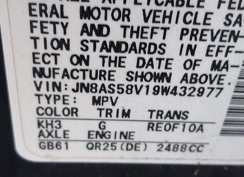 Photo 9 of 2009 Nissan Rogue S (VIN JN8AS58V19W432977)