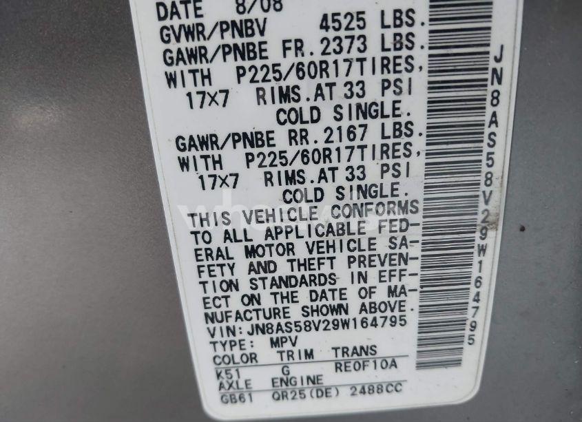 Photo 9 of 2009 Nissan Rogue SL (VIN JN8AS58V29W164795)