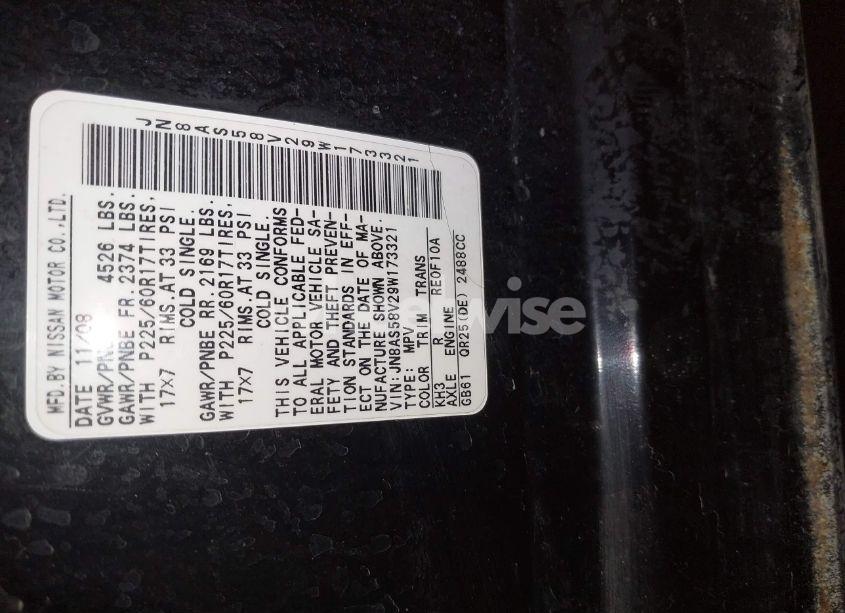 Photo 9 of 2009 Nissan Rogue SL (VIN JN8AS58V29W173321)