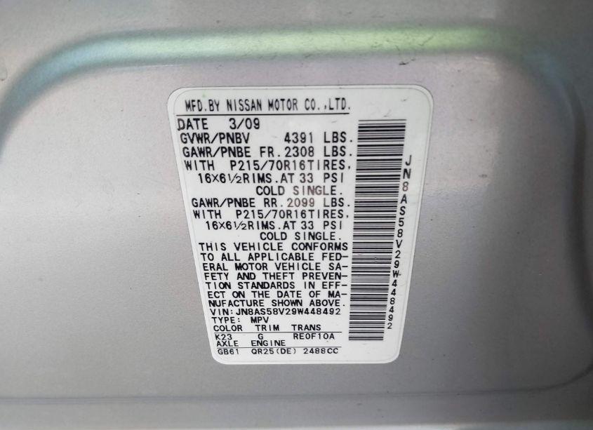 Photo 9 of 2009 Nissan Rogue S (VIN JN8AS58V29W448492)