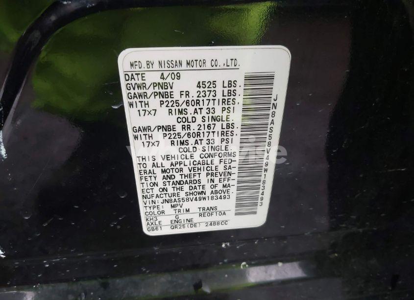 Photo 9 of 2009 Nissan Rogue SL (VIN JN8AS58V49W183493)