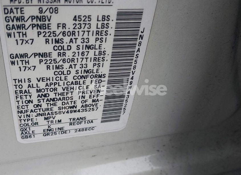 Photo 9 of 2009 Nissan Rogue SL (VIN JN8AS58V49W435257)