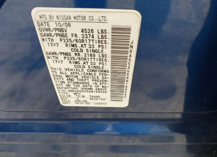 Photo 9 of 2009 Nissan Rogue SL (VIN JN8AS58V59W169585)