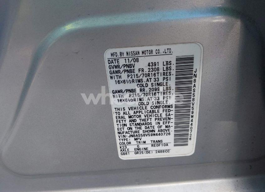 Photo 9 of 2009 Nissan Rogue S (VIN JN8AS58V59W440726)