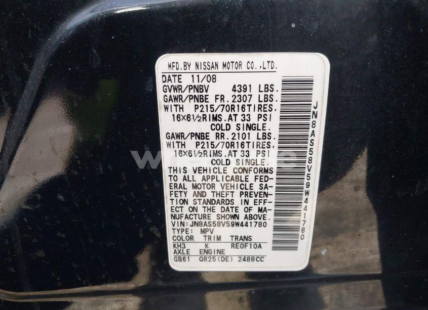 Photo 9 of 2009 Nissan Rogue S (VIN JN8AS58V59W441780)