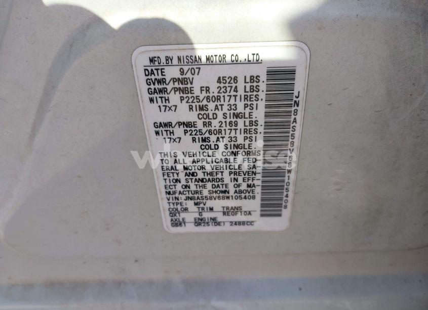 Photo 9 of 2008 Nissan Rogue SL (VIN JN8AS58V68W105408)