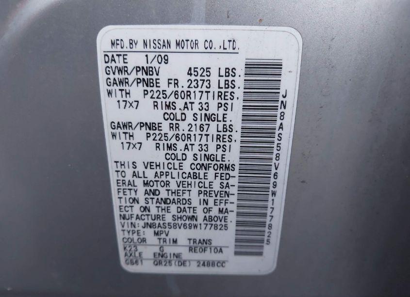 Photo 9 of 2009 Nissan Rogue SL (VIN JN8AS58V69W177825)