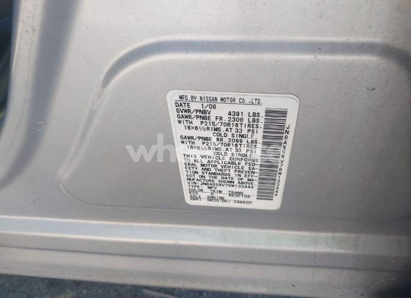 Photo 9 of 2008 Nissan Rogue S (VIN JN8AS58V78W133444)