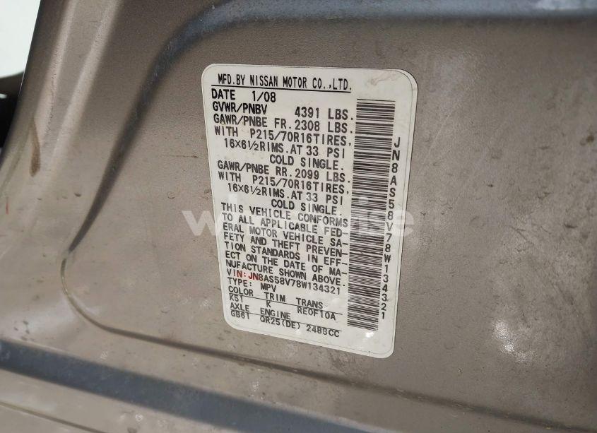 Photo 9 of 2008 Nissan Rogue S (VIN JN8AS58V78W134321)