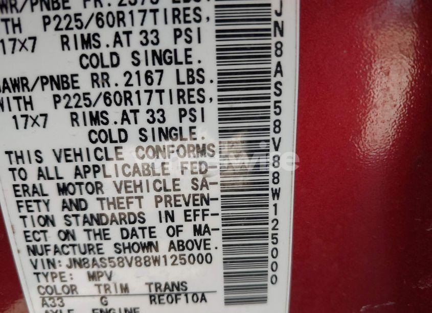 Photo 9 of 2008 Nissan Rogue SL (VIN JN8AS58V88W125000)