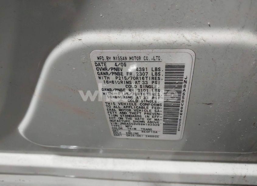 Photo 9 of 2009 Nissan Rogue S (VIN JN8AS58V89W182329)