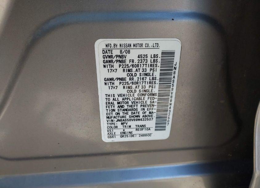 Photo 9 of 2009 Nissan Rogue SL (VIN JN8AS58V89W432507)