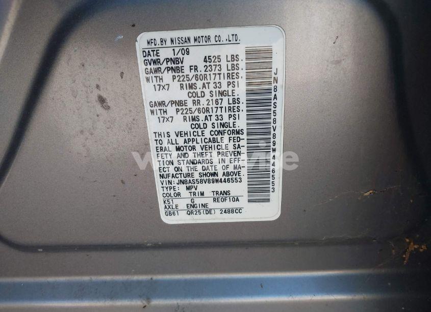 Photo 9 of 2009 Nissan Rogue SL (VIN JN8AS58V89W446553)