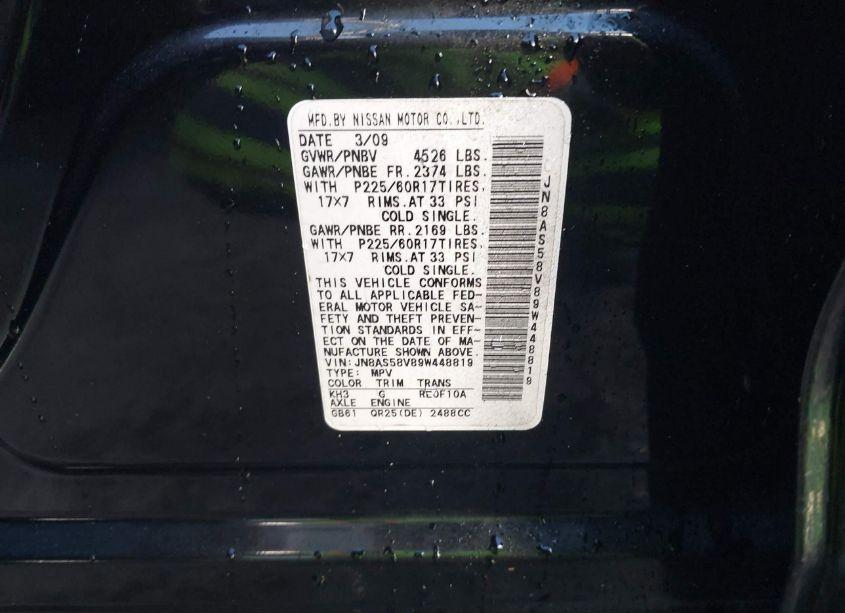 Photo 9 of 2009 Nissan Rogue SL (VIN JN8AS58V89W448819)