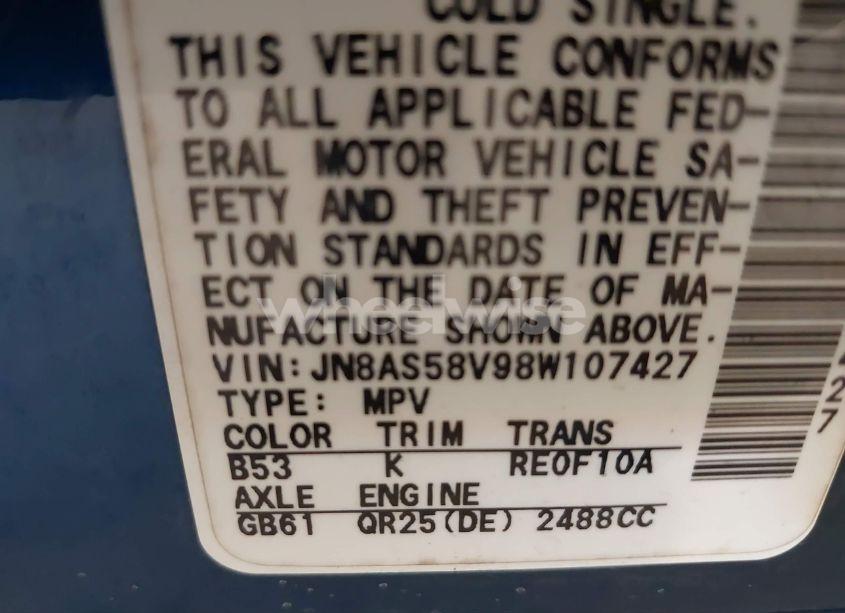 Photo 9 of 2008 Nissan Rogue SL (VIN JN8AS58V98W107427)