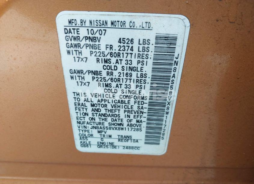 Photo 9 of 2008 Nissan Rogue SL (VIN JN8AS58VX8W117285)