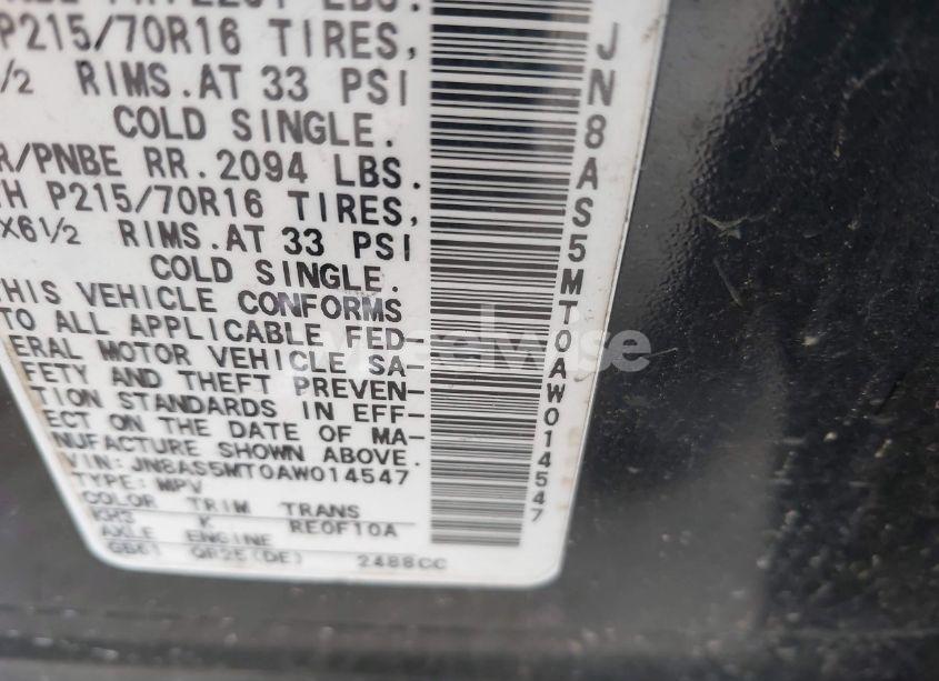 Photo 9 of 2010 Nissan Rogue S (VIN JN8AS5MT0AW014547)