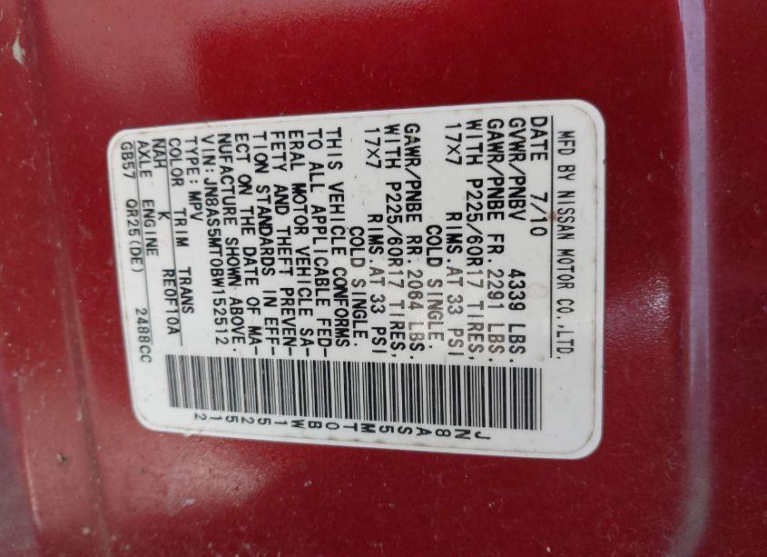 Photo 9 of 2011 Nissan Rogue SV (VIN JN8AS5MT0BW152512)