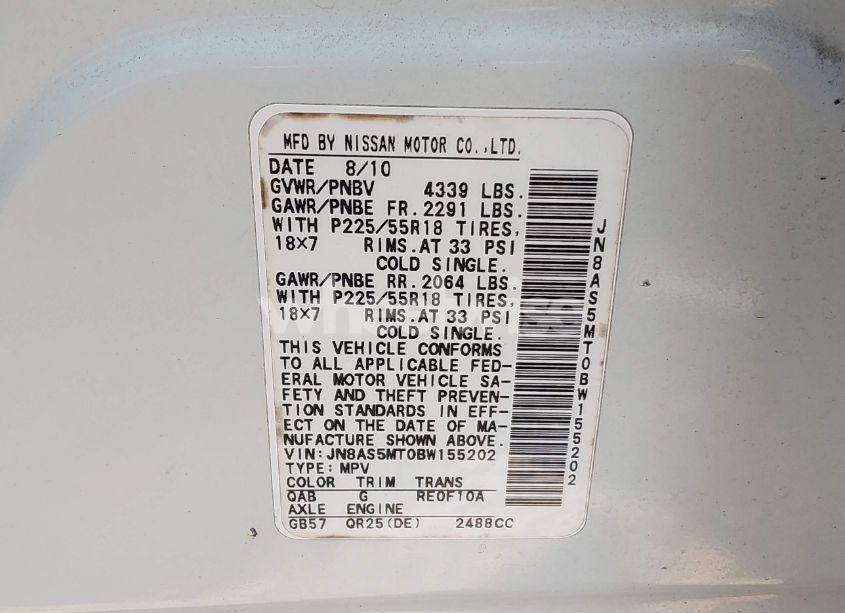 Photo 9 of 2011 Nissan Rogue SV (VIN JN8AS5MT0BW155202)