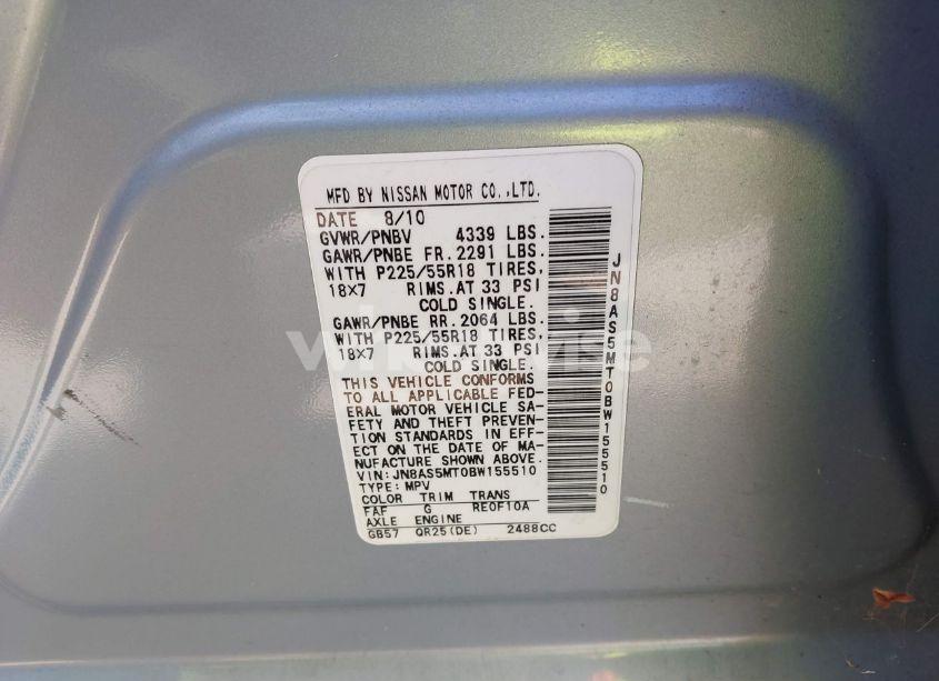 Photo 9 of 2011 Nissan Rogue SV (VIN JN8AS5MT0BW155510)