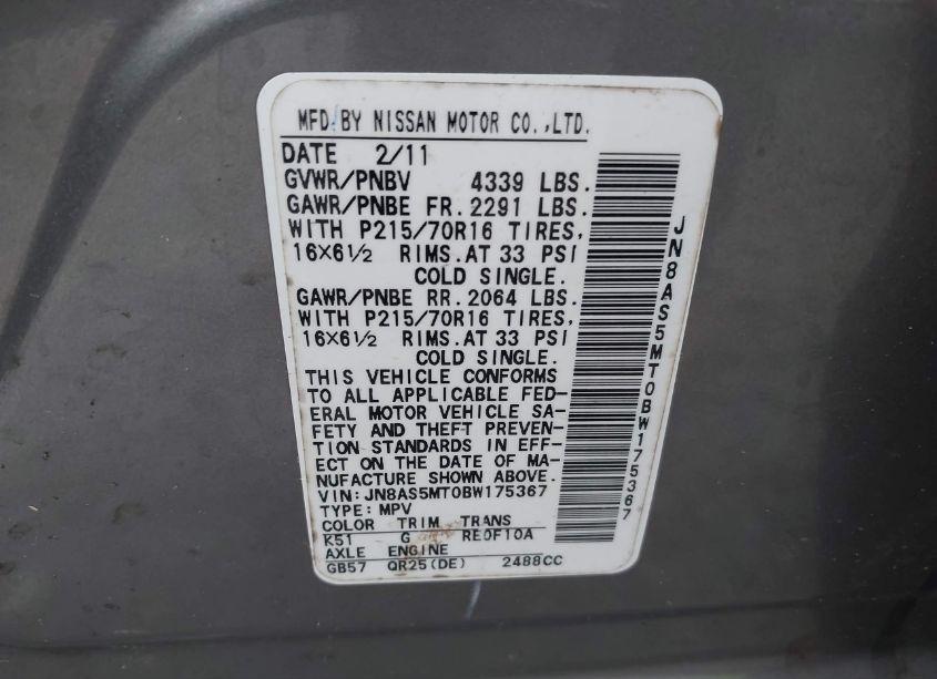 Photo 9 of 2011 Nissan Rogue S (VIN JN8AS5MT0BW175367)