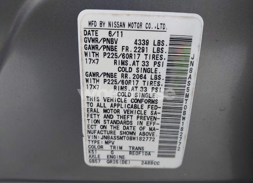 Photo 9 of 2011 Nissan Rogue SV (VIN JN8AS5MT0BW182772)