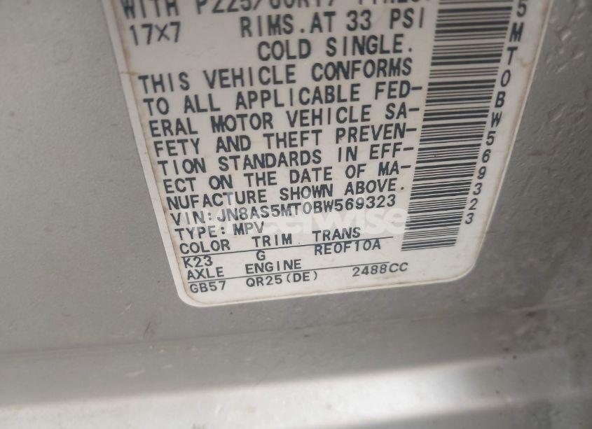 Photo 9 of 2011 Nissan Rogue SV (VIN JN8AS5MT0BW569323)