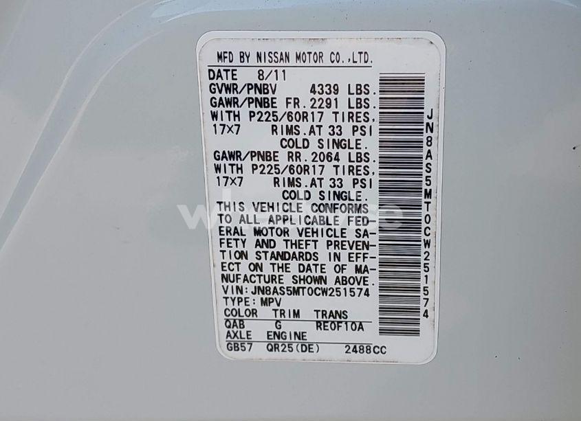 Photo 9 of 2012 Nissan Rogue SV (VIN JN8AS5MT0CW251574)