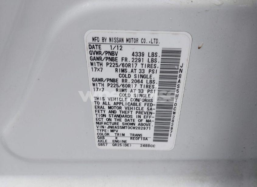 Photo 9 of 2012 Nissan Rogue SV (VIN JN8AS5MT0CW282971)