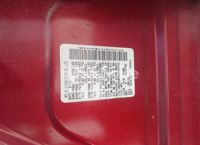 Photo 9 of 2012 Nissan Rogue SV W/SL PKG (VIN JN8AS5MT0CW303754)