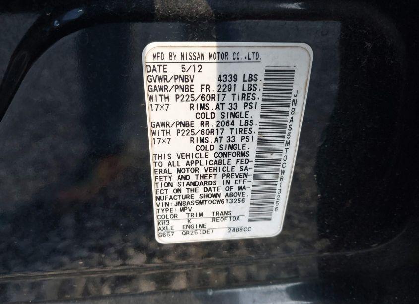 Photo 9 of 2012 Nissan Rogue SV (VIN JN8AS5MT0CW613256)