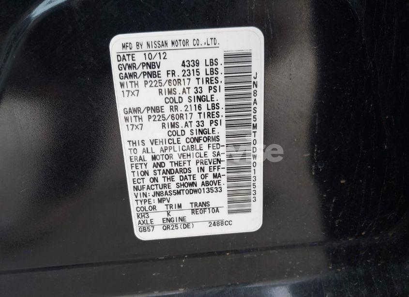 Photo 9 of 2013 Nissan Rogue SV (VIN JN8AS5MT0DW013533)