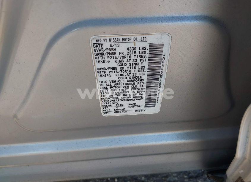 Photo 9 of 2013 Nissan Rogue S (VIN JN8AS5MT0DW023947)