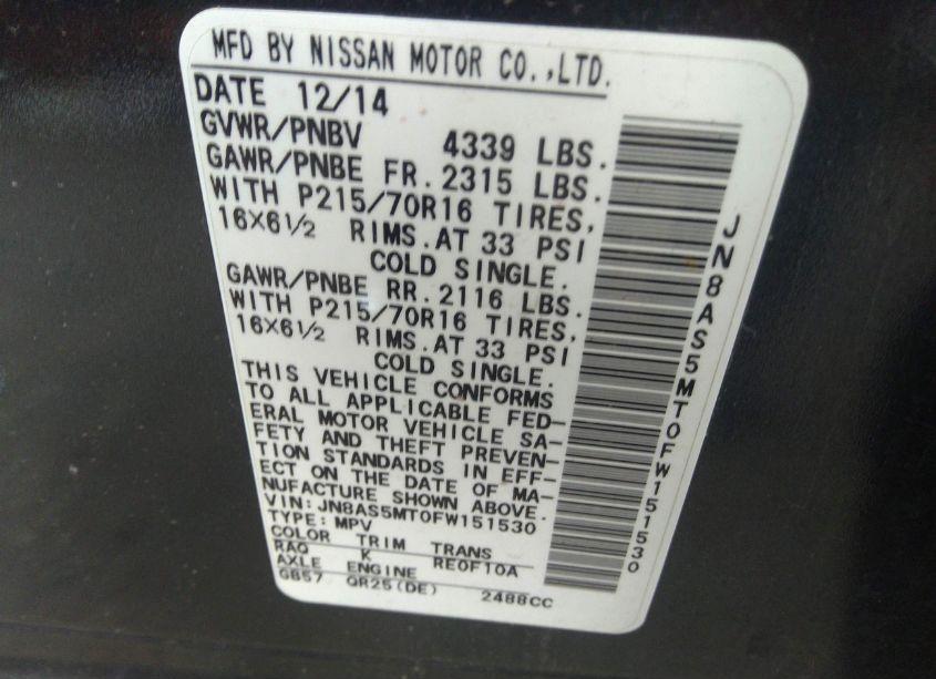 Photo 9 of 2015 Nissan Rogue SELECT S (VIN JN8AS5MT0FW151530)