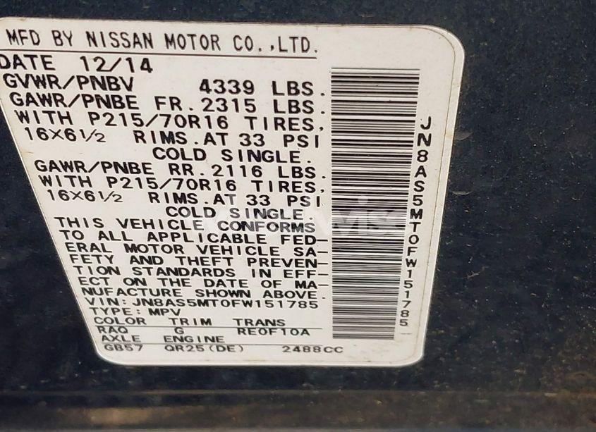 Photo 9 of 2015 Nissan Rogue SELECT S (VIN JN8AS5MT0FW151785)