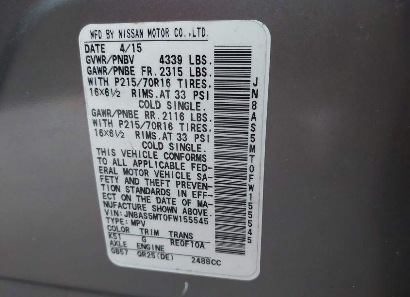 Photo 9 of 2015 Nissan Rogue SELECT S (VIN JN8AS5MT0FW155545)